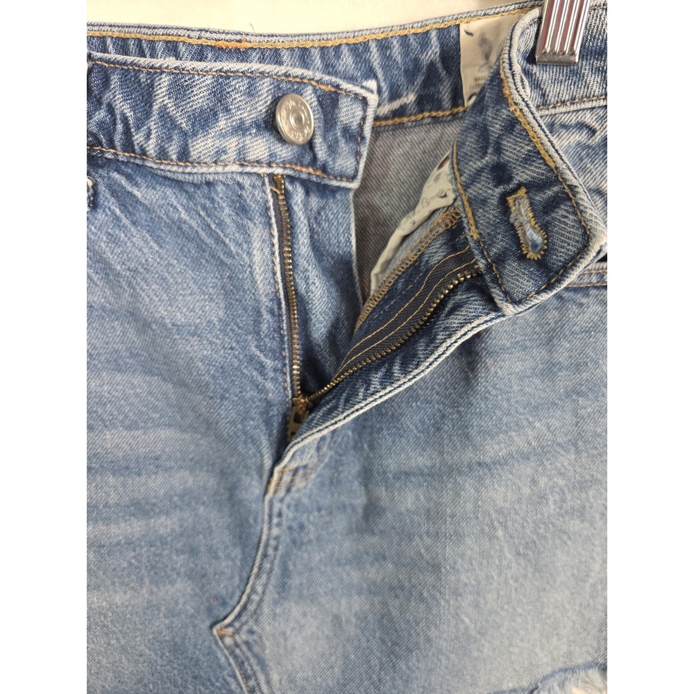 Free People We The Free Denim Mini Skirt 26 High Rise Raw Frayed Hem Blue Jean - Picture 5 of 11